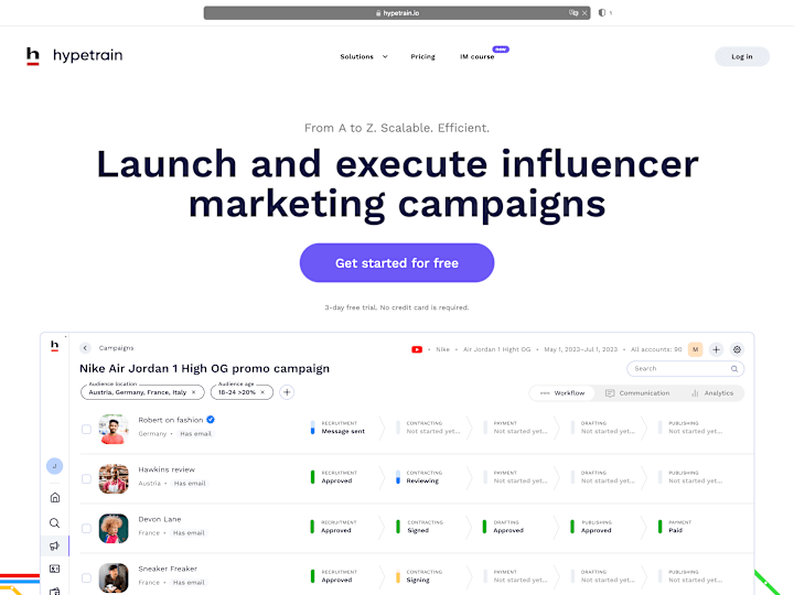 Cover image for Hypetrain - Launch and execute influencer marketing campaigns