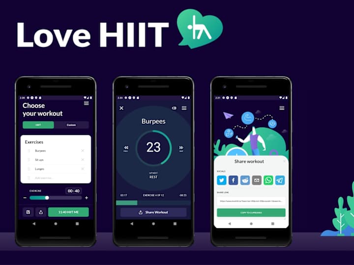 Cover image for Love HIIT - Mobile App social exercise timer