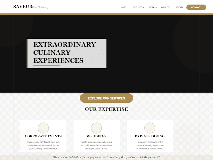 Cover image for QA of Catering Business Website