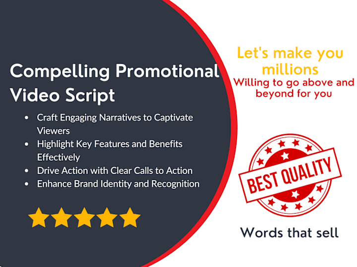 Cover image for Promotional Video Script writing 