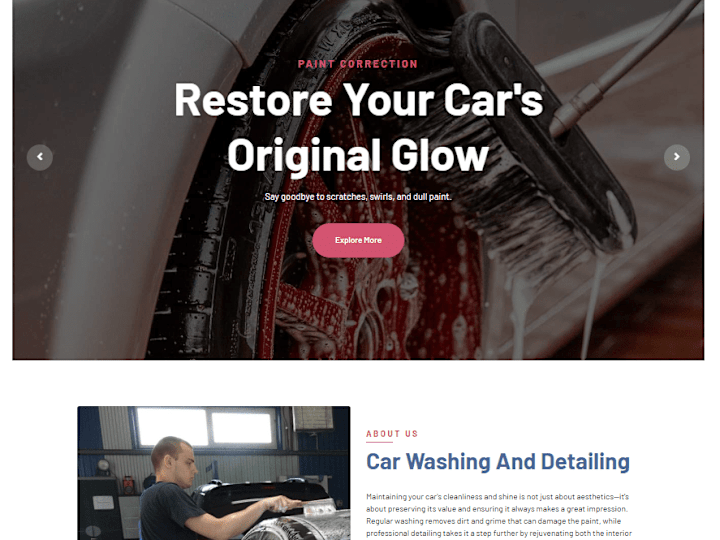 Cover image for Single Pager Car Detailing Website