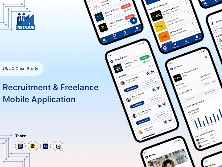 Cover image for Recruitment & Freelance app UI/UX Case Study :: Behance