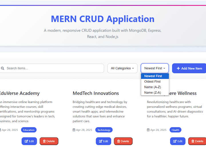 Cover image for Responsive Dynamic MERN CRUD System