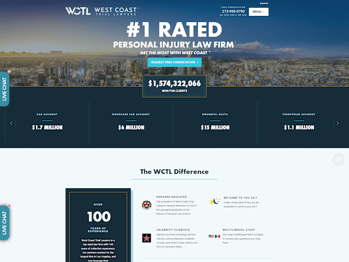 Cover image for West Coast Trial Lawyers Website