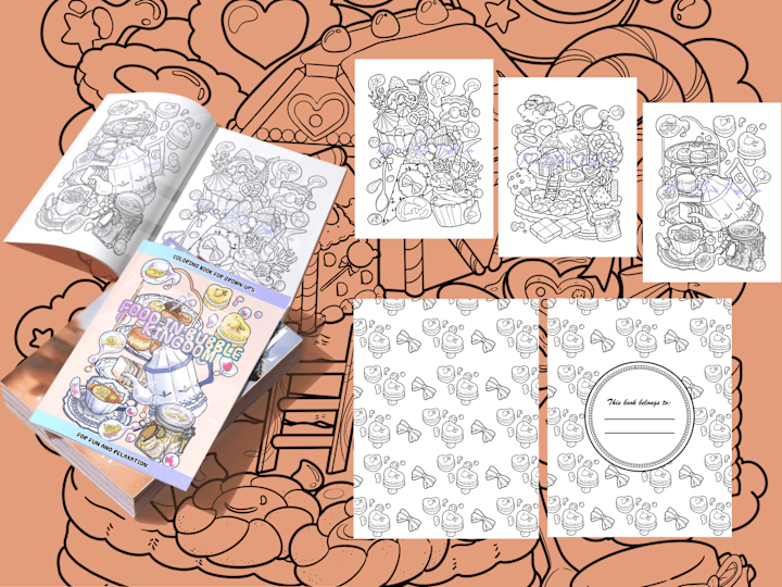 Cover image for Food In Bubble Kingdom: Adult Coloring Book