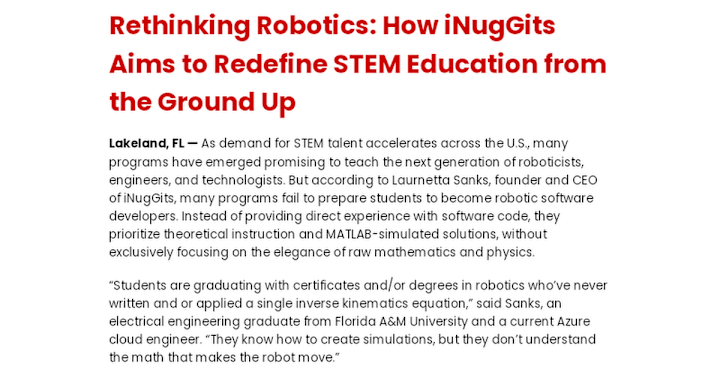 Cover image for iNugGits Robotics Boot Camp Launch