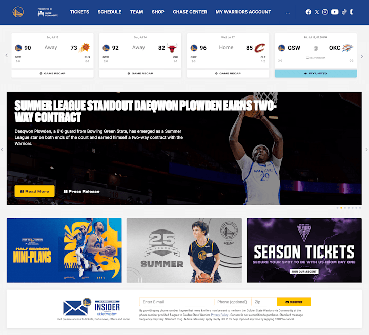 Cover image for Warriors Homepage