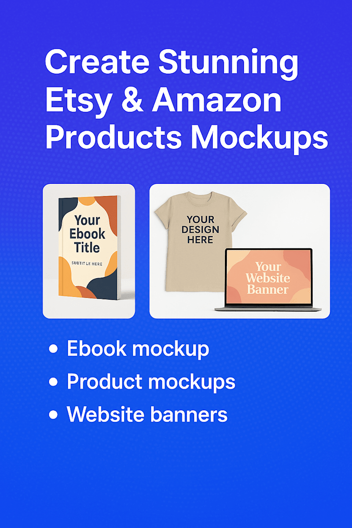 Cover image for Create stunning Etsy Amazon product mockups eBook website banner