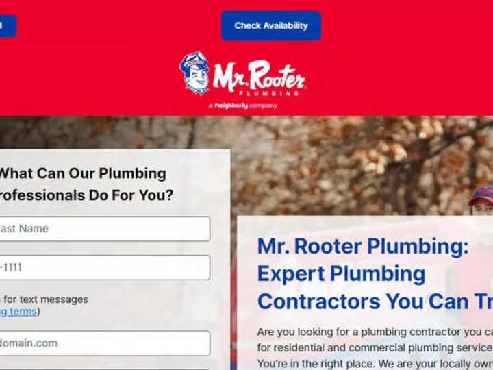 Cover image for Mr. Rooter – Plumbing Services Website
