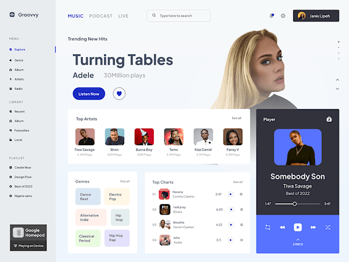 Cover image for A Music Web App Replicate on Behance