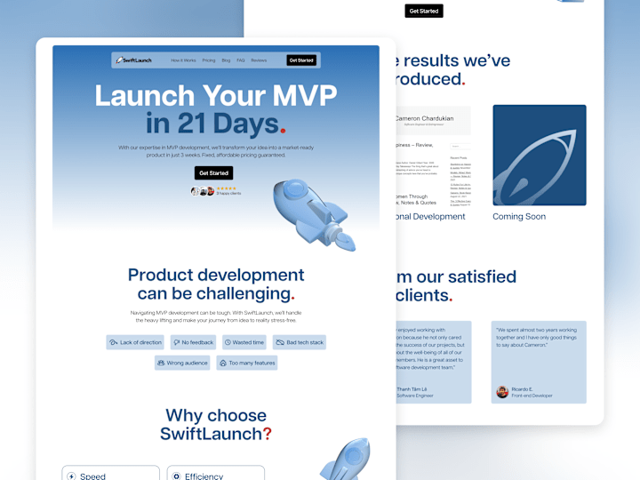 Cover image for SwiftLaunch - Website Redesign For Development Agency