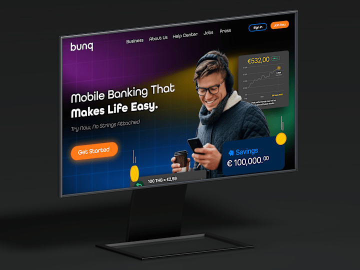 Cover image for Bunq Website Redesign Concept | Fintech UI Design