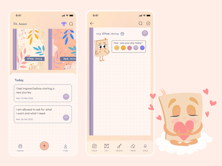 Cover image for UI/UX Mobile App Design for a Gamified Diary | Notes App