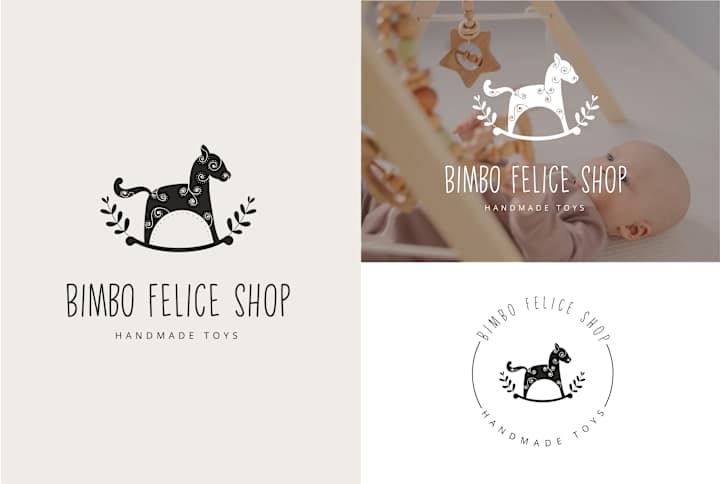 Cover image for Boho hand drawn logo design for baby toy shop