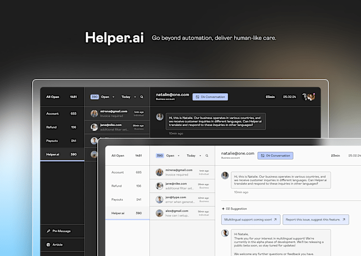 Cover image for Helper.ai Dashboard Design