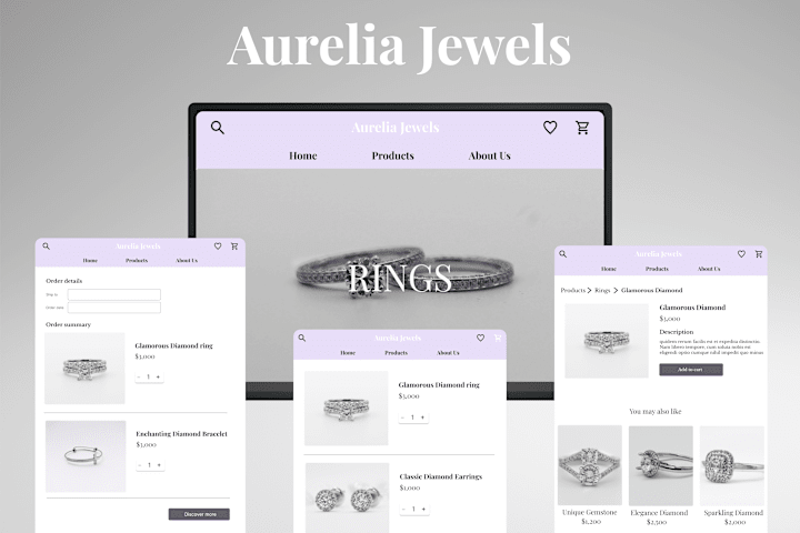 Cover image for Aurelia Jewels: E_Commerce Website design