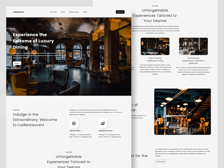 Cover image for Luxury Restaurant Landing Page