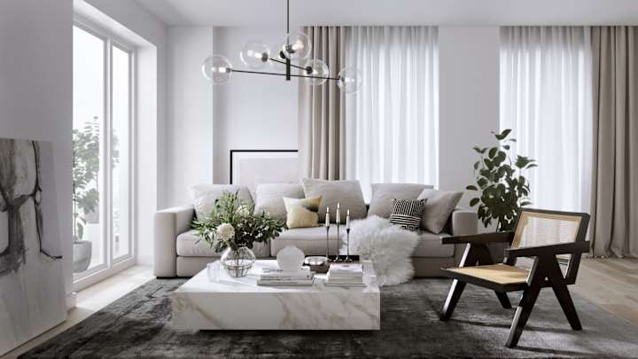 Cover image for Interior Design. 3d render Living room