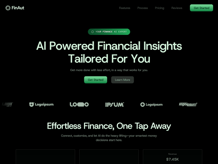 Cover image for FinAut – Landing Page for an AI-Powered Financial Dashboard