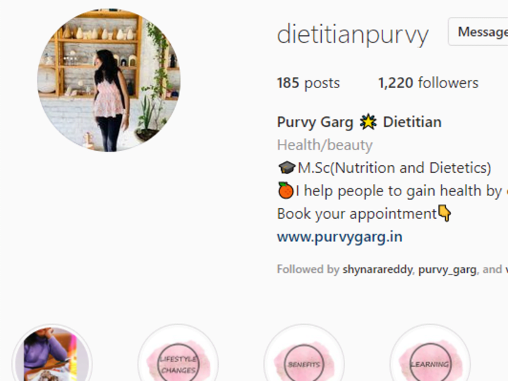 Cover image for Purvy Garg 🌟 Dietitian (@dietitianpurvy) • Social Media Manager