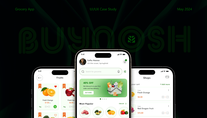 Cover image for BuyNosh | Grocery Buying Mobile App | Case Study :: Behance