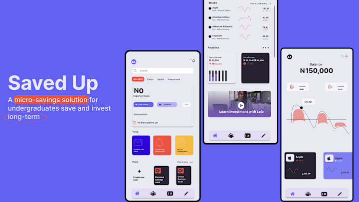 Cover image for Saved Up - Fintech App to help students save for the future
