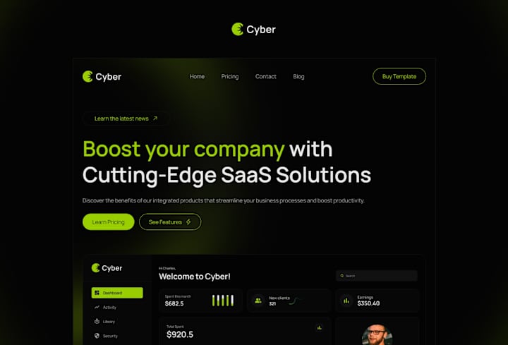 Cover image for "Cyber" Framer SaaS Template