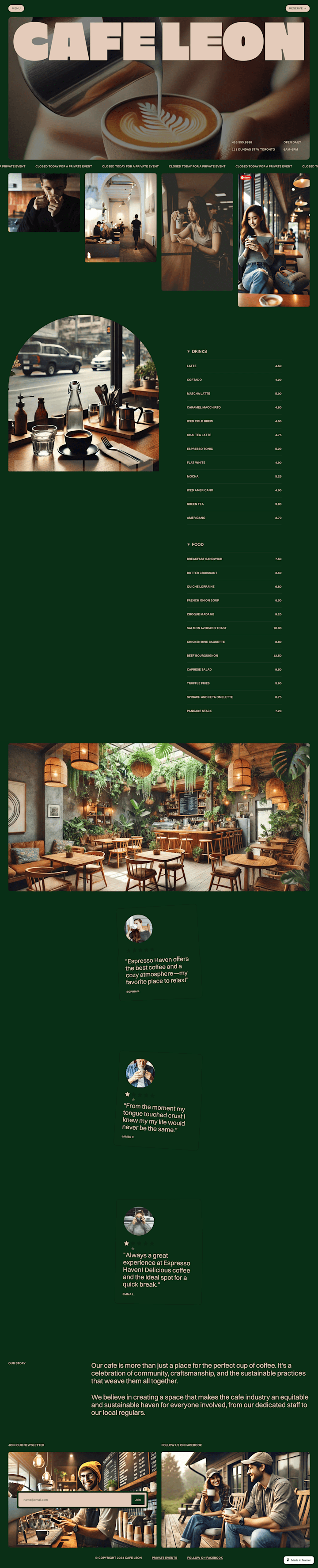 Cover image for Framer Website for Coffee Shops | UI/UX & SEO Optimization