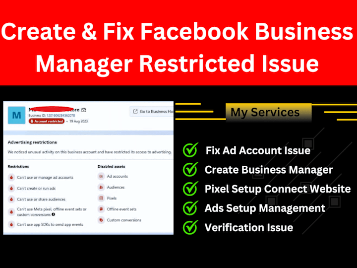 Cover image for I will create and fix facebook business manager, ads account