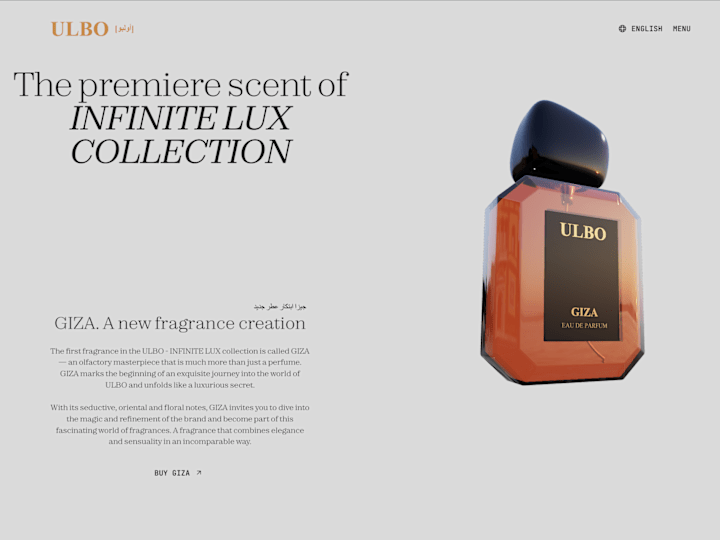 Cover image for ULBO-GIZA 3D Perfume Bottle Website