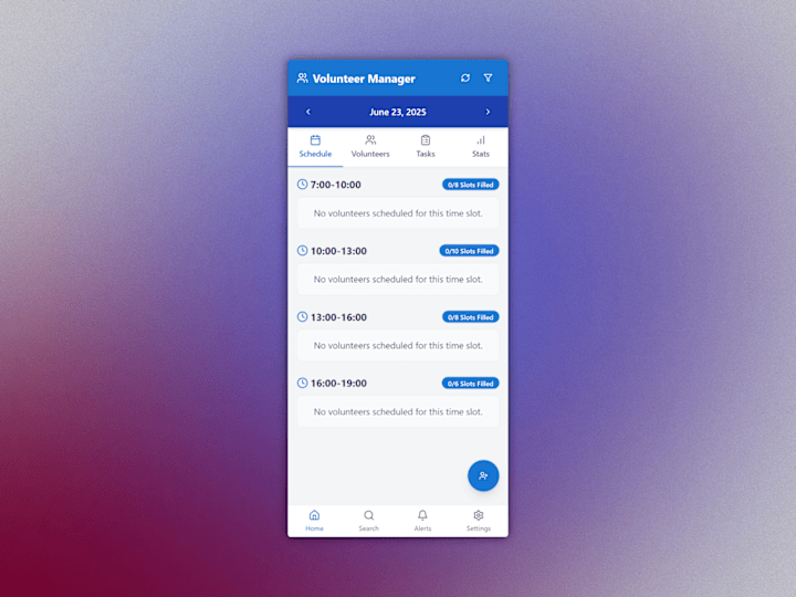 Cover image for Mobile-first Volunteer Management Web App