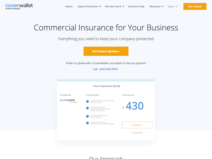 Cover image for CoverWallet -Small Business Insurance Quotes 