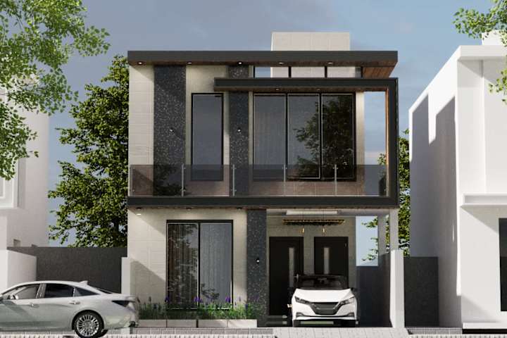 Cover image for Monochrome Elegance: Modern 5 Marla Home Design