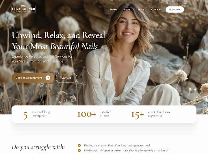Cover image for Cozy Corner – Nail Salon Website Design and Development