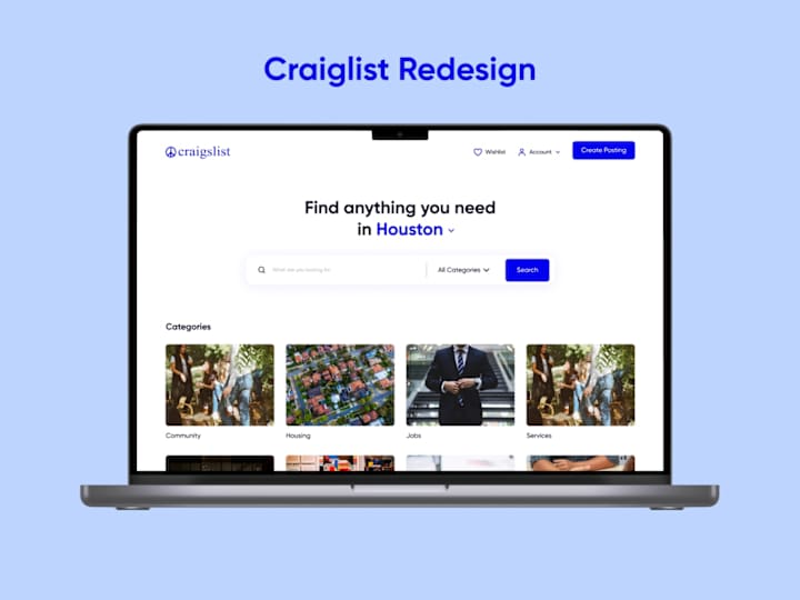 Cover image for Craiglist website redesign on Behance