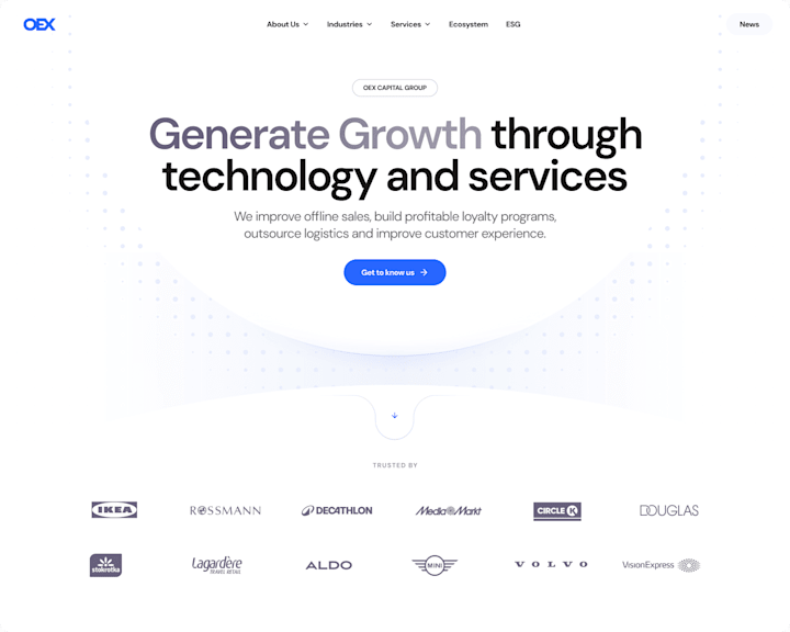 Cover image for OEX | Custom, multi-page website built in Webflow