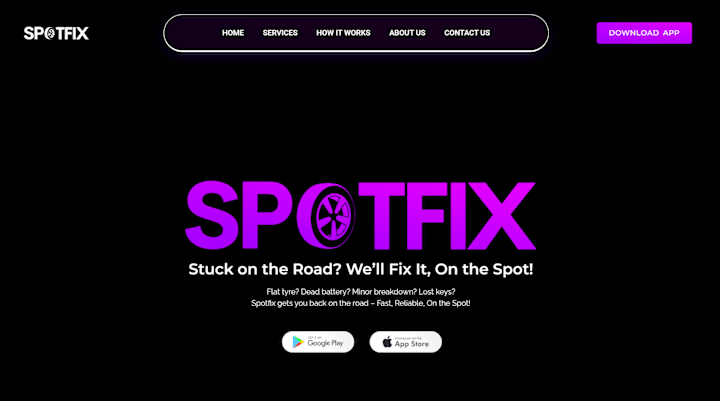 Cover image for Spotfix – App Landing Page for On-Demand Vehicle Repair Services