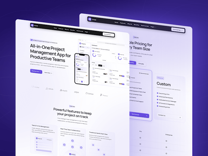 Cover image for Crest App Website Template Development