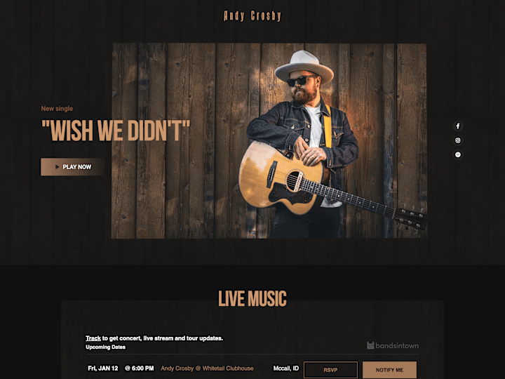 Cover image for Andy Crosby Music | Webflow Website