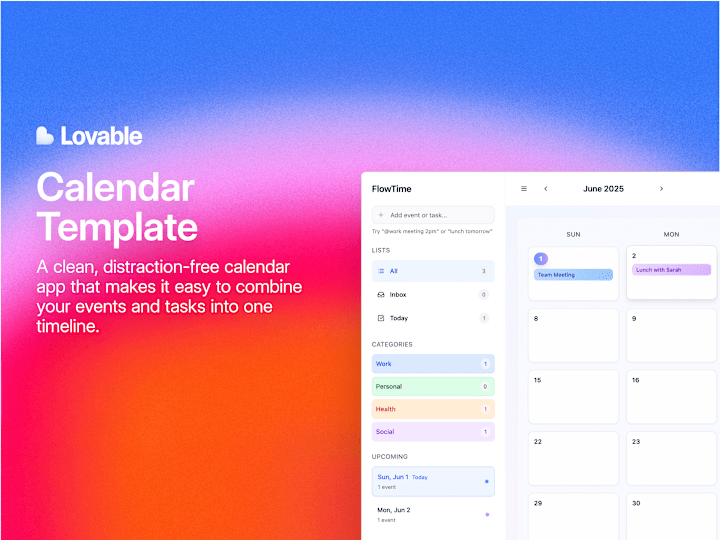 Cover image for FlowTime - Calendar Template