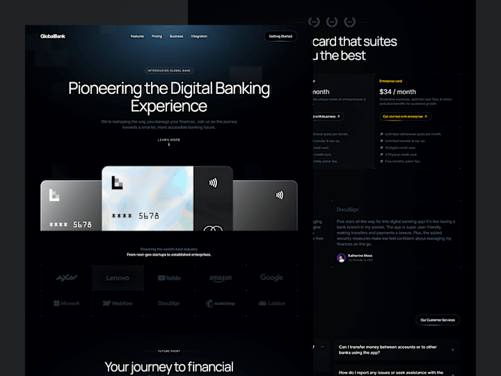 Cover image for GlobalBank - Digital Banking Website Design