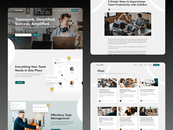Cover image for Collabra: A Team Collaboration App Concept Website Design