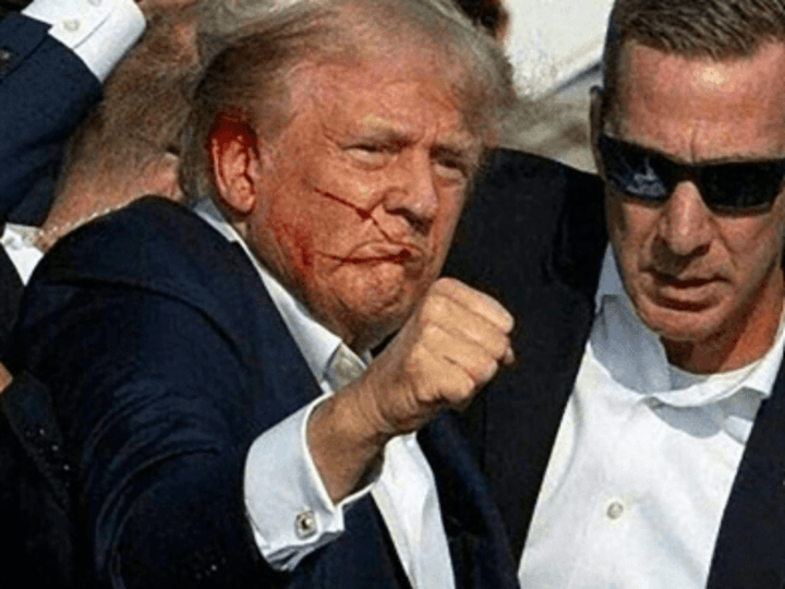 Cover image for The bullet hit my right ear - Trump