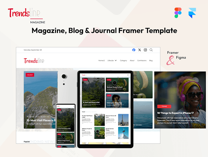 Cover image for Trendsline - Blog and Magazine Framer Template :: Behance