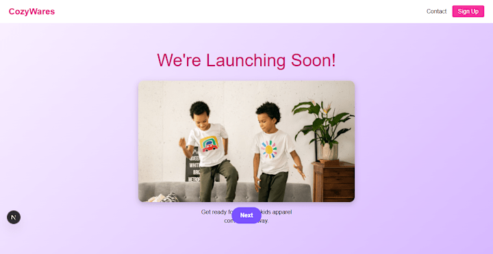 Cover image for CozyWares Kids Apparel Landing Page Design