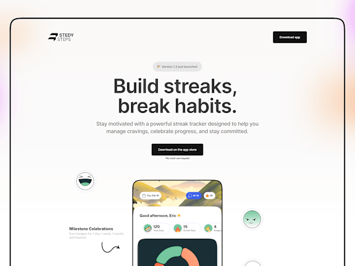 Cover image for Landing page for a habit-tracking app!