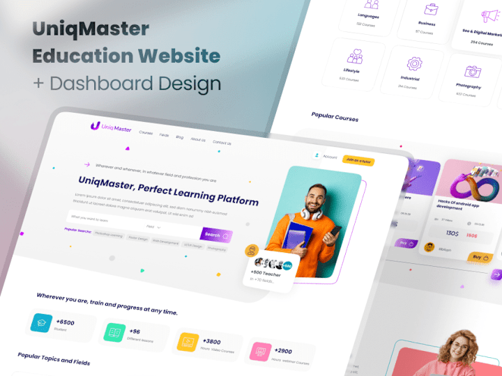 Cover image for UniqMaster Online Education Website + 2 Dashboards UI/UX Design
