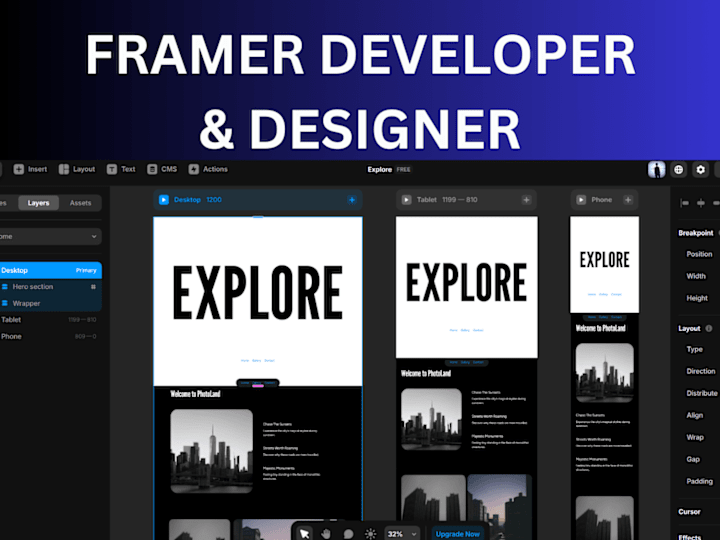 Cover image for Design & Develop stunning, responsive websites using Framer.