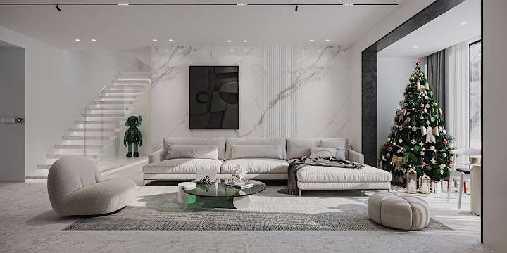 Cover image for Modern Living Room Design - Christmas Concept on Behance