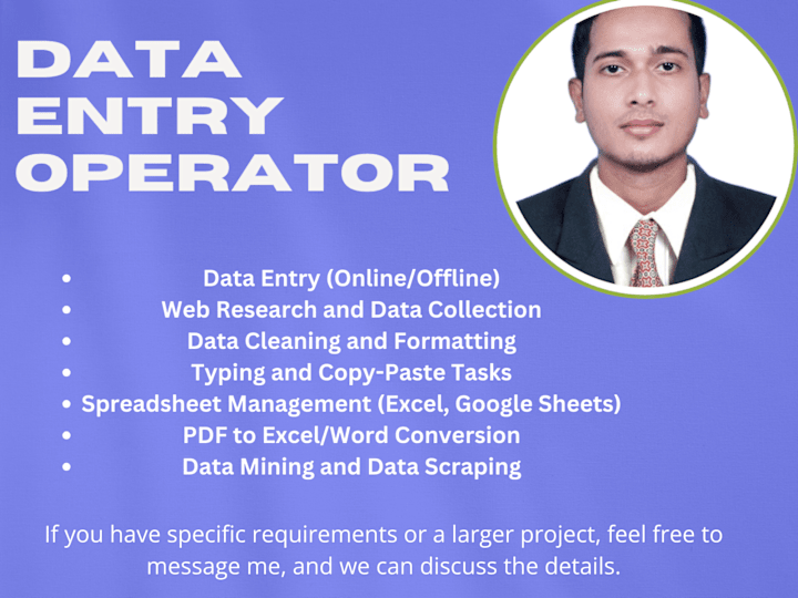 Cover image for Expert Data Entry Specialist for Accurate and Efficient Service